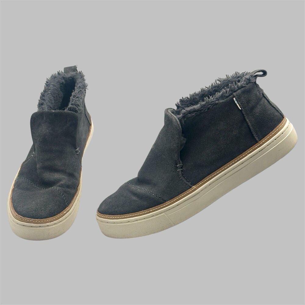 Toms Shoes Women’s Size 8 Paxton Gray Suede Leather Slip On Ankle Boots Sneakers